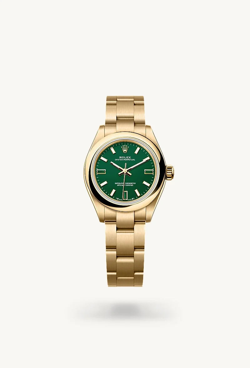 rolex Oyster Perpetual in 18 kt yellow gold, M276208-0002 - Sylvan's Jewelers