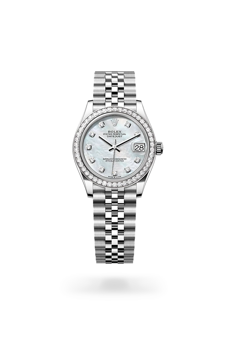 rolex Datejust in White Rolesor - combination of Oystersteel and white gold, M278384RBR-0008 - Sylvan's Jewelers
