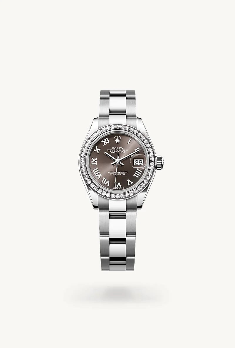 Rolex Lady-Datejust in White Rolesor - combination of Oystersteel and white gold, M279384RBR-0016 - Sylvan's Jewelers