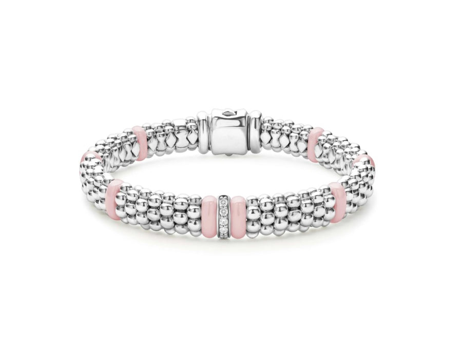 Pink Caviar 0.10ct Diamond Beaded Rope Bracelet, Size 7