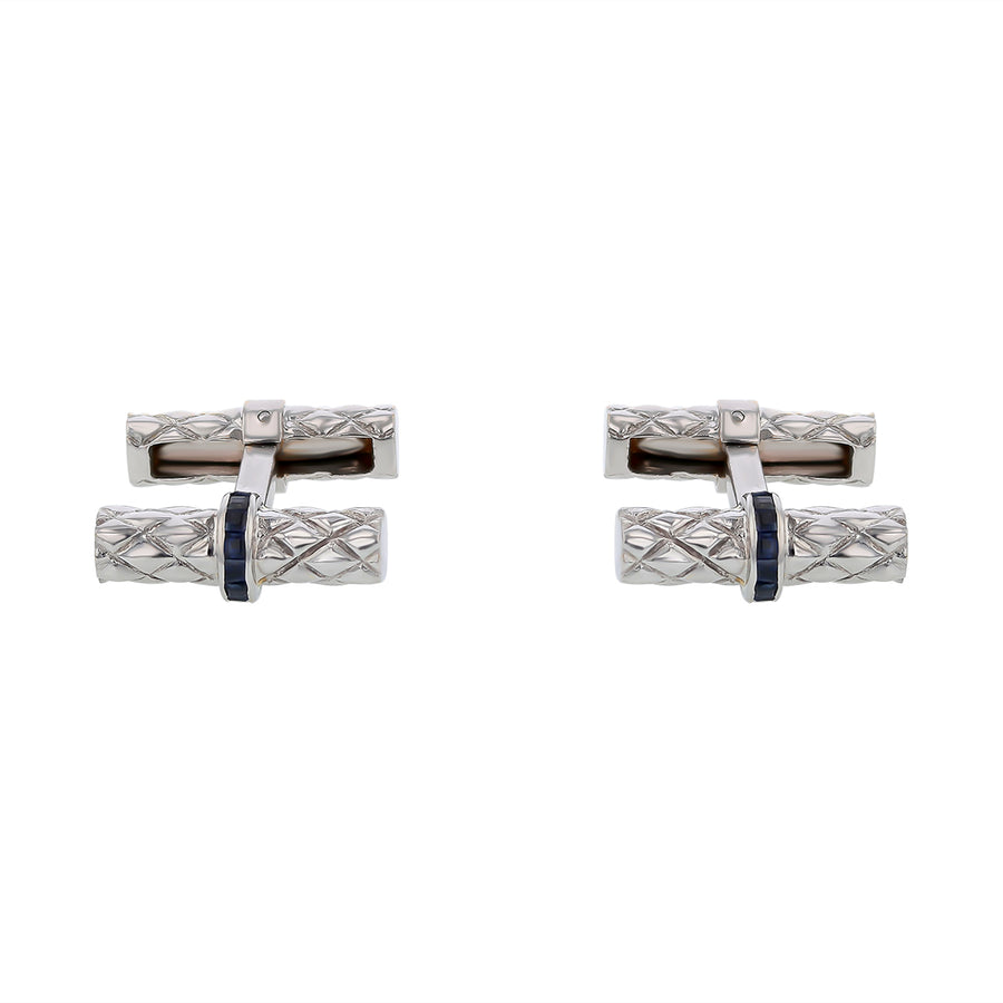 Blue Sapphire Cuff Links in 18K White Gold