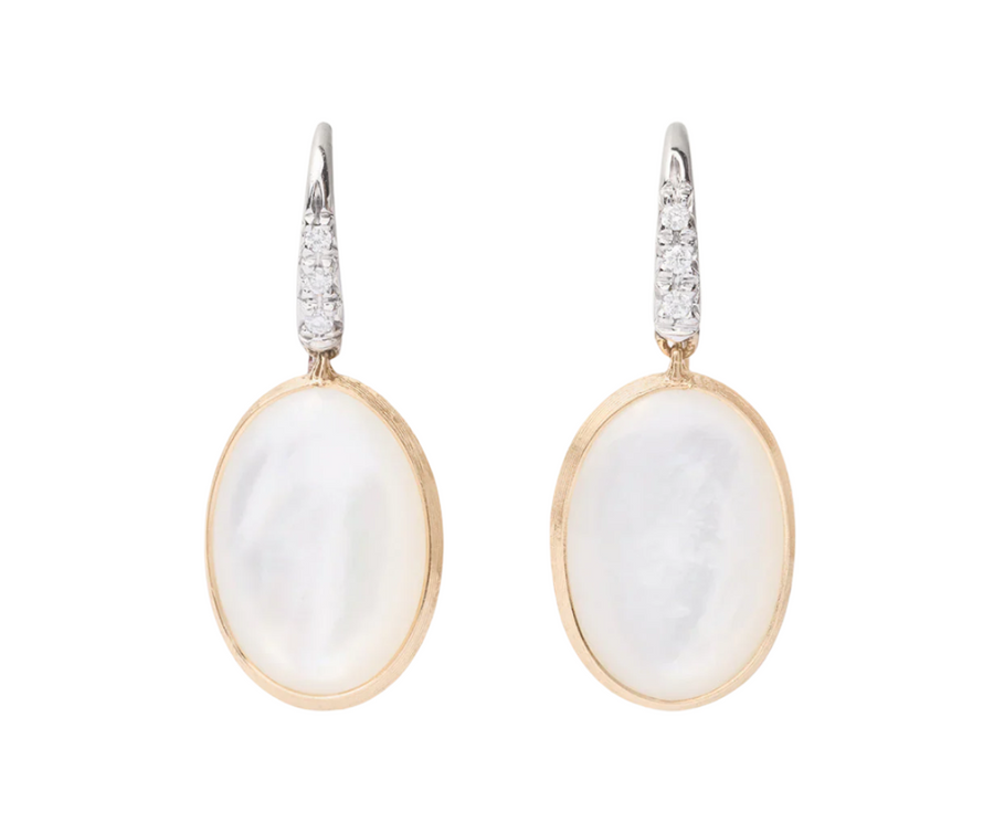 Siviglia 0.05ct Diamond and Mother of Pearl Drop Earrings in 18K Yellow Gold