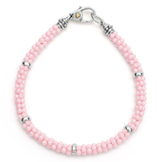 Pink Caviar Rope Bracelet in Sterling Silver and Ceramic, size 7.5