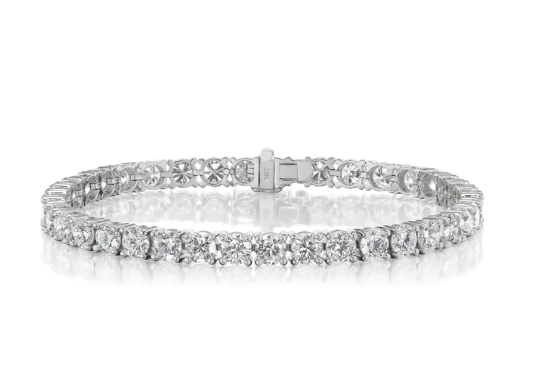 3.03ct Round Brilliant Diamond 4-Prong Tennis Bracelet in 18K White Gold, 7"