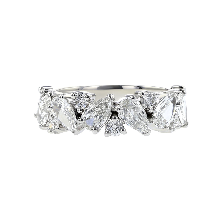 L'Amour 1.61ct Crisscut and Pear Diamond Ring in 18K White Gold, size 6.5
