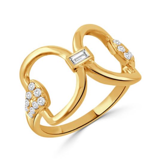 Equestrian 0.28ct Diamond Ring in 18K Yellow Gold, size 6.5