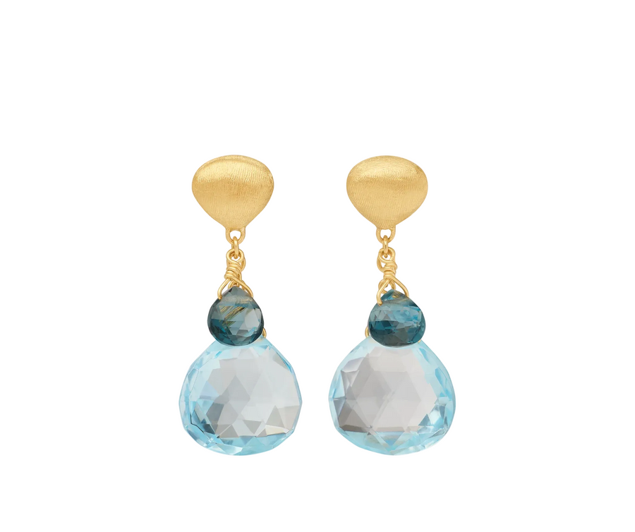 Paradise Multi Topaz Drop Earrings in 18K Yellow Gold