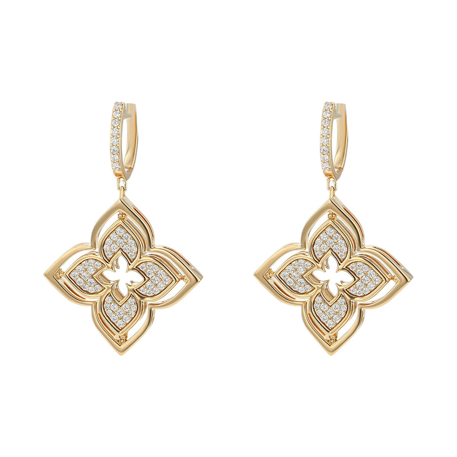 Venetian Princess 0.67ct Diamond Mother of Pear Pirouette Earrings in 18K Yellow Gold