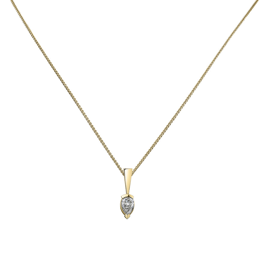 0.32ct Pear Shape Diamond Pendant in 14K Yellow Gold, 18"