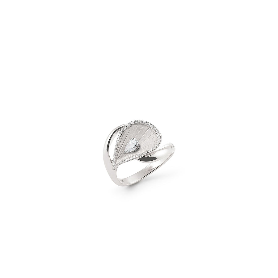 Premiere 0.31ct Pear Shape Diamond Ring in White Ice Gold, Size 6.25