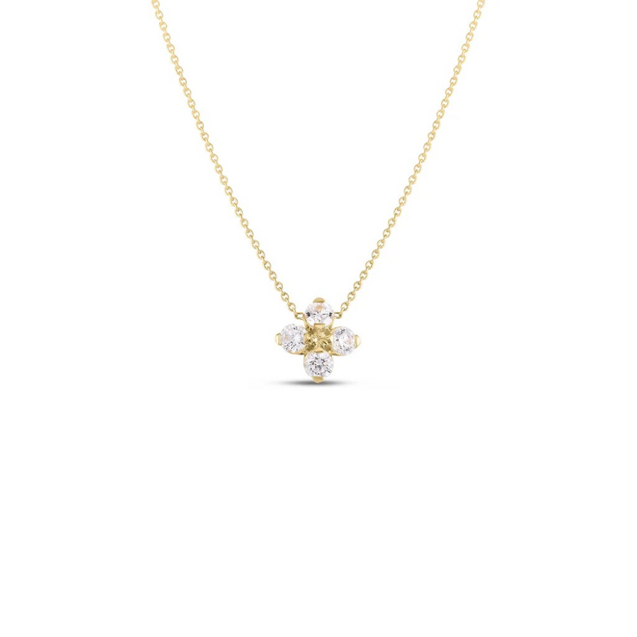 Love in Verona 0.55Ct Diamond Flower Necklace in 18K Yellow Gold, 18in