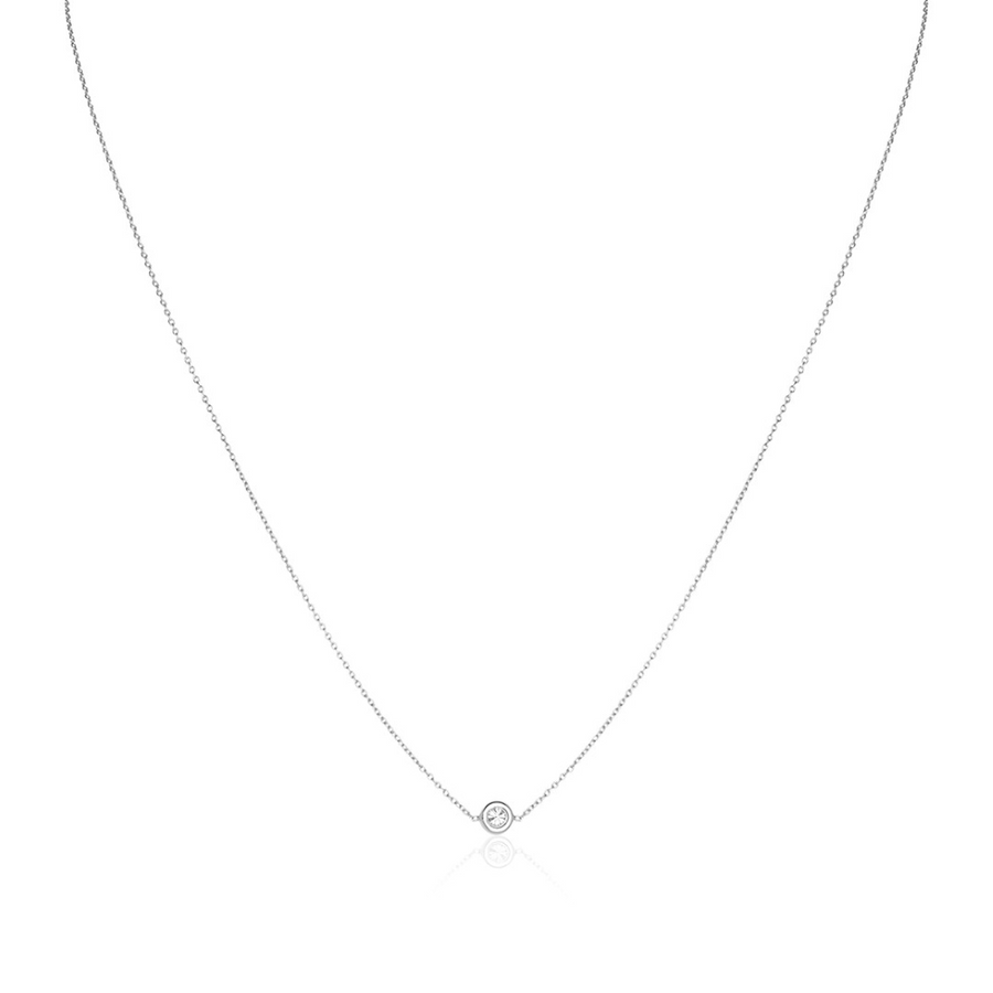 0.10ct Round Diamonds Eyelet Set Necklace in 18K White Gold