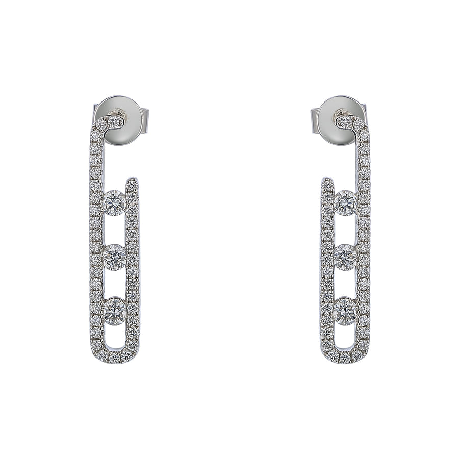 1.09ct Diamond Drop Earrings in 14K White Gold