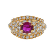 1.05ct Round Ruby and 2.01ct Round Diamond Ring in 18K Yellow Gold