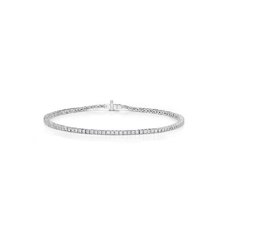 1.41-1.48ct Diamond Classic 4-Prong Tennis Bracelet in 18K White Gold, 7"