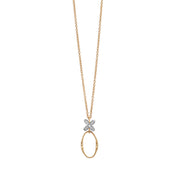 18K Yellow and White Gold Pendant with Diamond Flowers