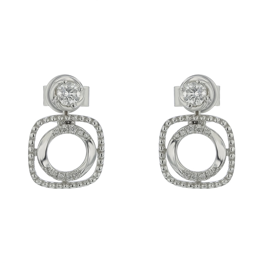 0.35ct Diamond Convertible Stud and Drop Earrings in 14K White Gold