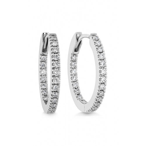 Inside Out 0.31-0.36ct Diamond Oval Huggie Hoop Earrings in 18K White Gold