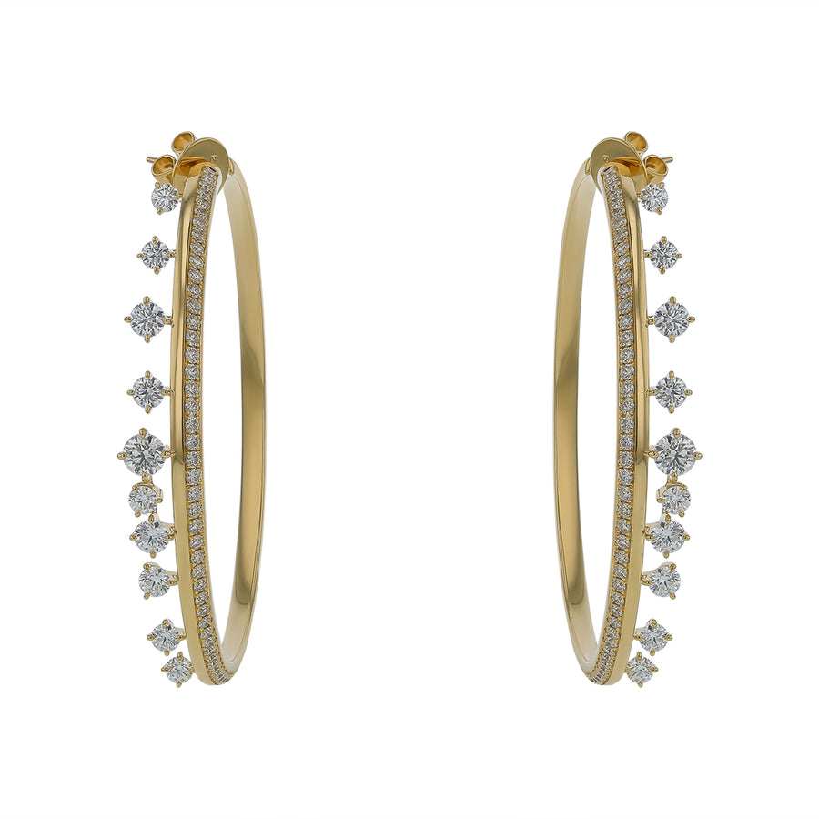 Barre 6.45-6.89ct Diamond Hoop Earrings in 18K Yellow Gold