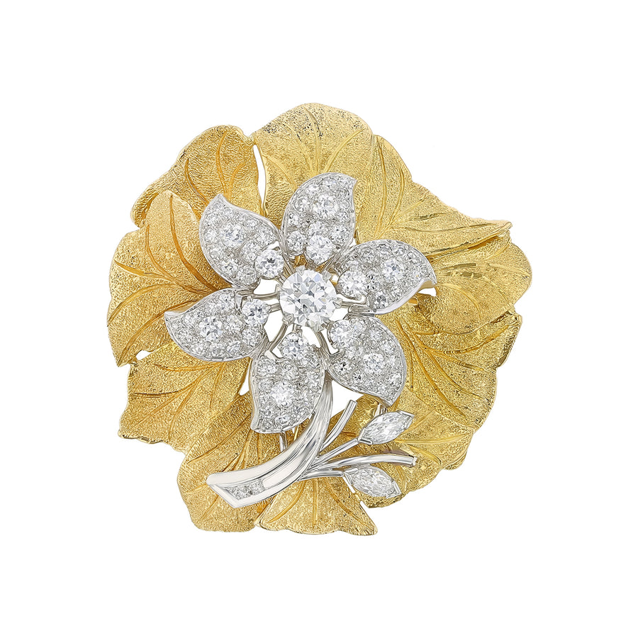 2.30ct Full, Single and Marquise Cut Diamond Pin or Pendant in 14K Yellow Gold, without chain