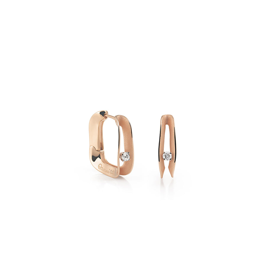 Dune 0.14ct Diamond Hoop Earrings in 18K Pink Champagne Gold
