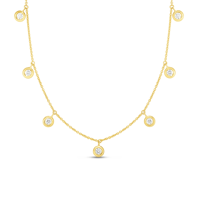 Diamonds by the Inch 0.33ct Diamond Dangling 7 Station Necklace in 18K Yellow Gold, 17"