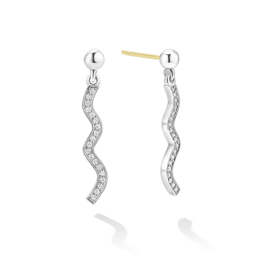 Caviar Spark 0.23ct Diamond Wave Drop Earrings in Sterling Silver