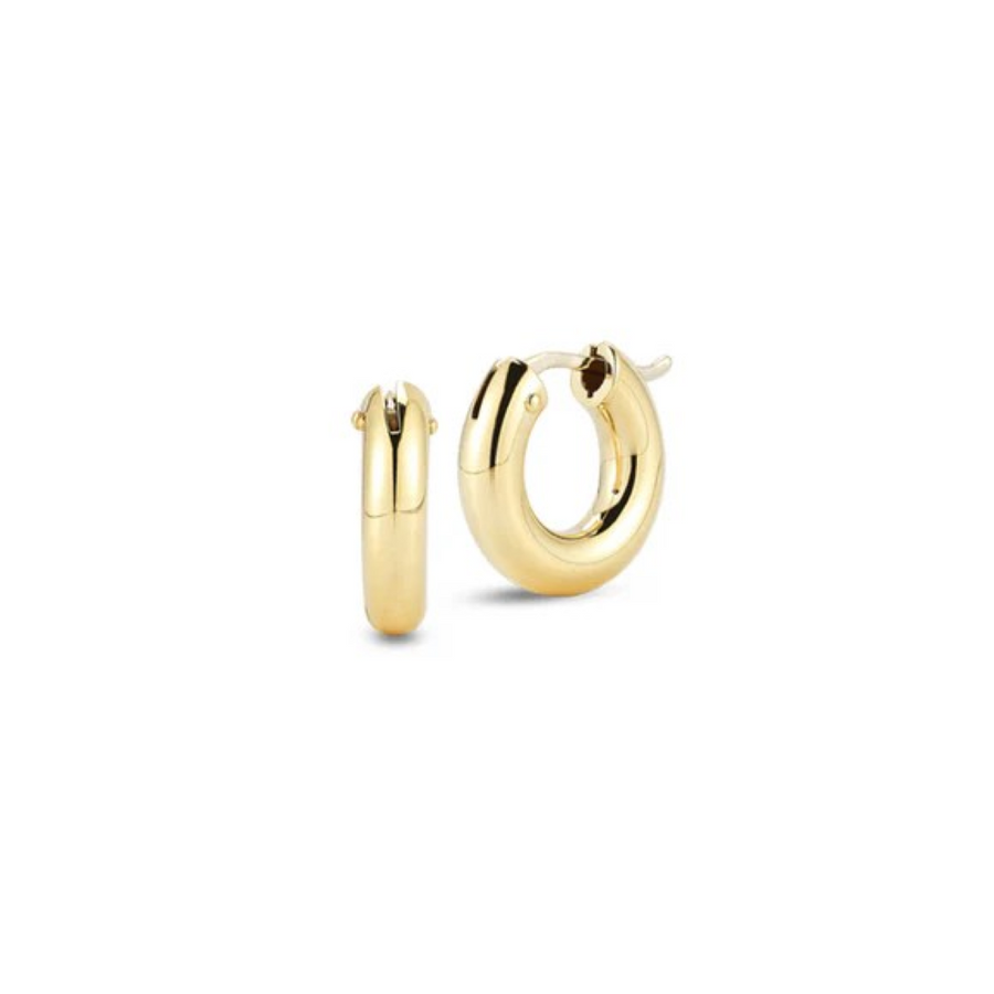 15mm Small Huggie Hoop Earrings in 18K Yellow Gold