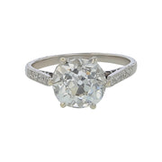 3.08ct OMB Diamond and 0.20ct Diamond Art Deco Ring in Platinum, Size 6