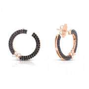 Love in Verona 1.44ct Diamond and Black Diamond Earrings in 18k Rose Gold