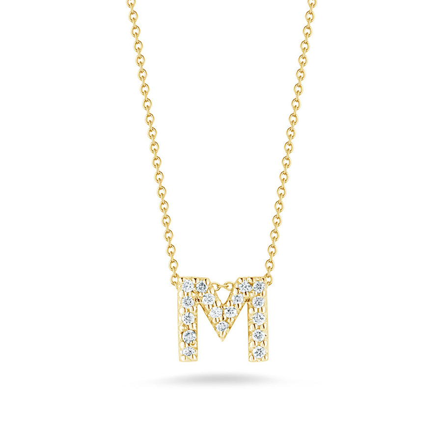 Tiny Treasures 0.08ct Diamond Love Letter "M" Pendant in 18K Yellow Gold, 16-18" chain