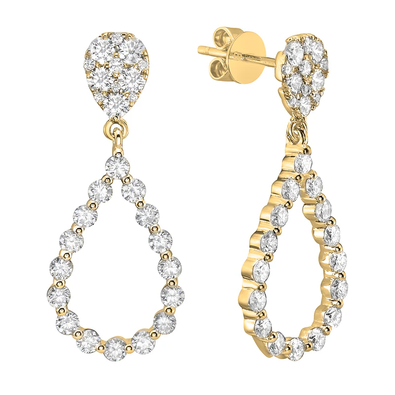 1.53ct Diamond Hoop Earrings in 14K Yellow Gold