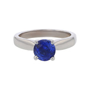 2.00ct Round Sapphire Solitaire 4 Prong Ring in 18k White Gold Size 6.5