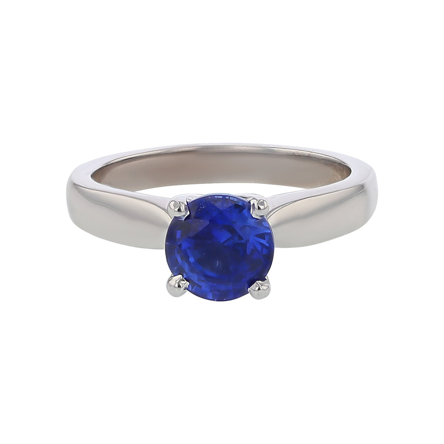 2.00ct Round Sapphire Solitaire 4 Prong Ring in 18k White Gold Size 6.5