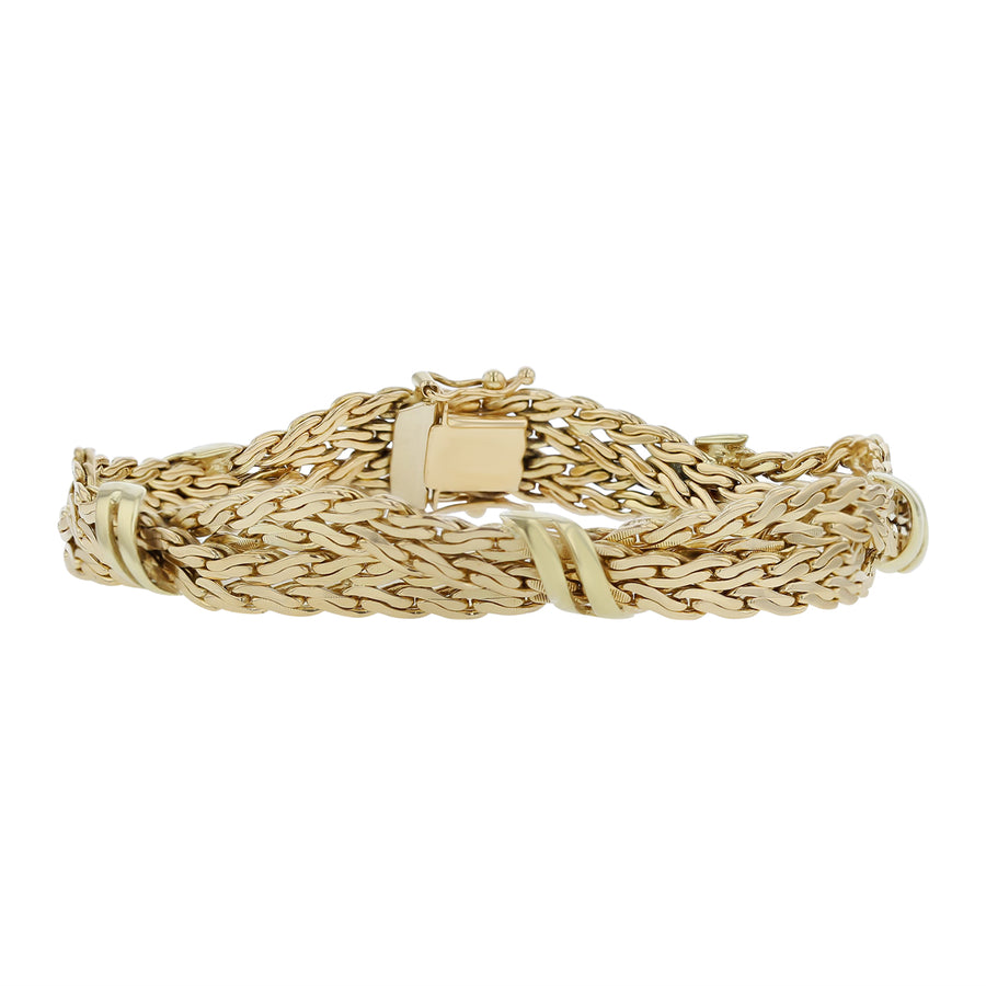 14K Yellow Gold 4 Strand Twist Bracelet, 7.5"