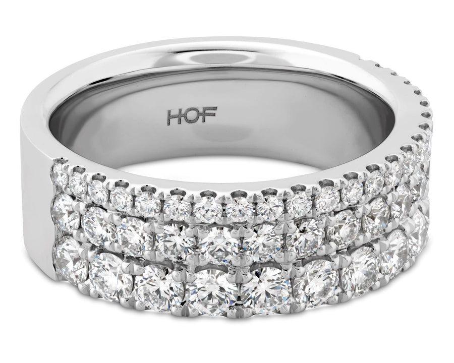 Grace 1.55-1.65ct Diamond Triple Row Ring in 18K White Gold, Size 6.5