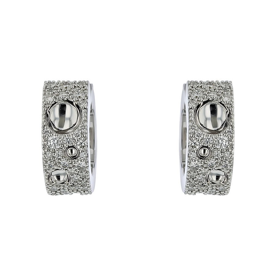Pois Moi 0.55ct Luna Huggie Hoop Earrings in 18K White Gold