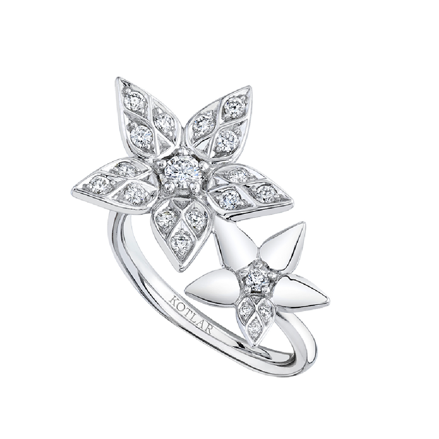 Lily Artisan Pave 0.37ct Diamond Ring in 18K White Gold, size 6.5