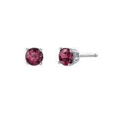 1.22ct Rhodolite Garnet Basket Stud Earrings in 14K White Gold