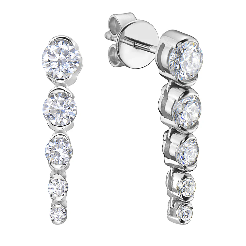 0.79ct Diamond Drop Earrings in 14K White Gold
