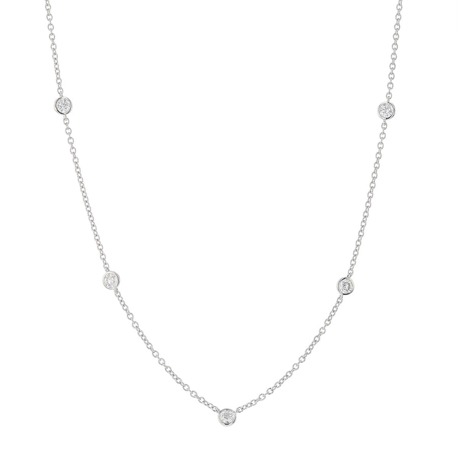 Cascade 0.47-0.54Ct Diamond Necklace in 18K White Gold, 18in