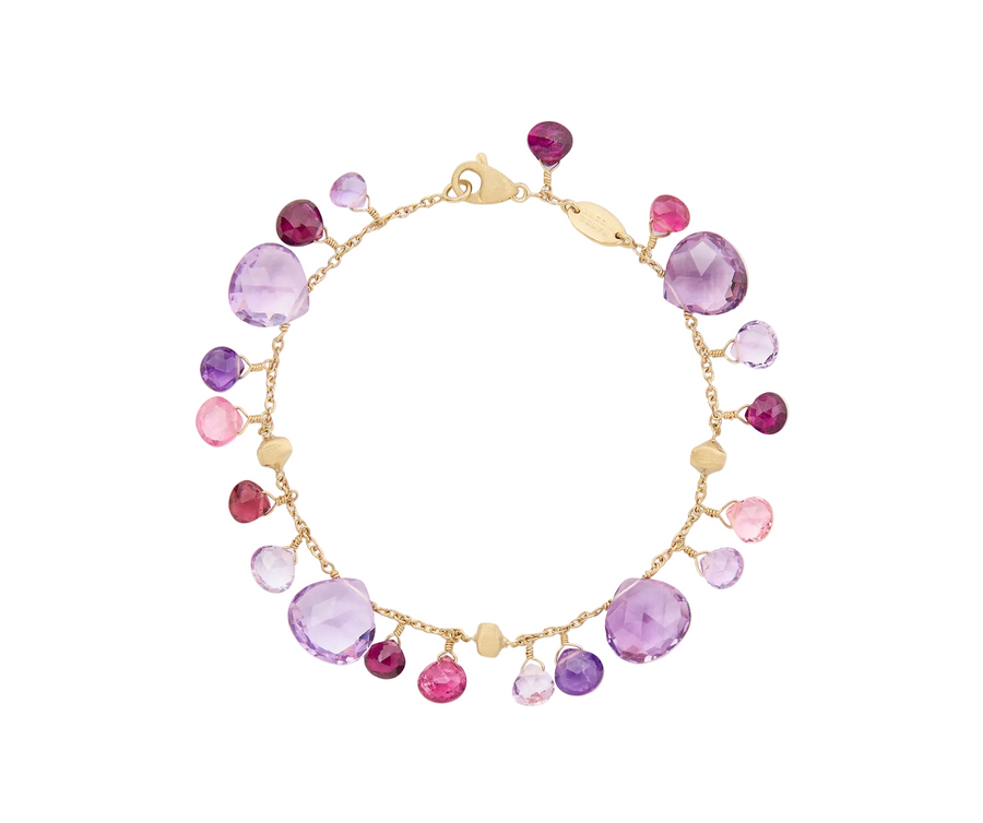 Paradise Multi Purple Gemstone Bracelet in 18K Yellow Gold, size 7.25