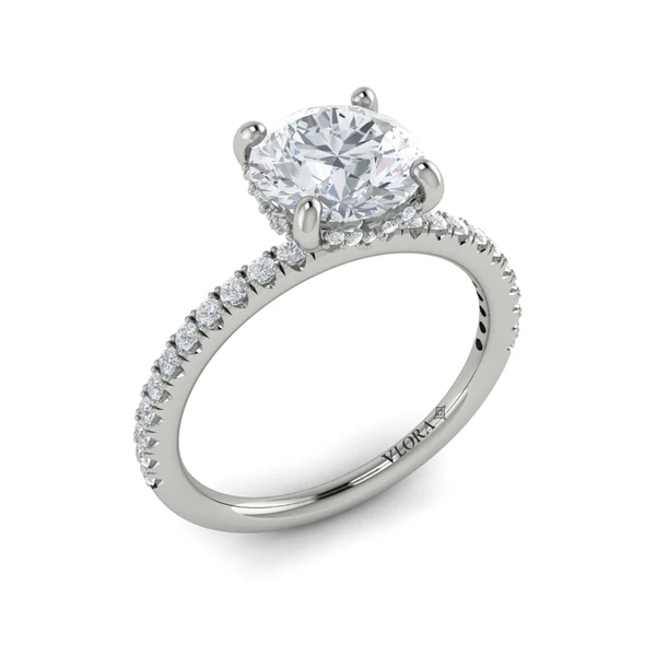 Elegant Classic 0.27ct Diamond Solitaire Ring Semi Mount in Platinum for 1.50ct Round Center, size 6.5