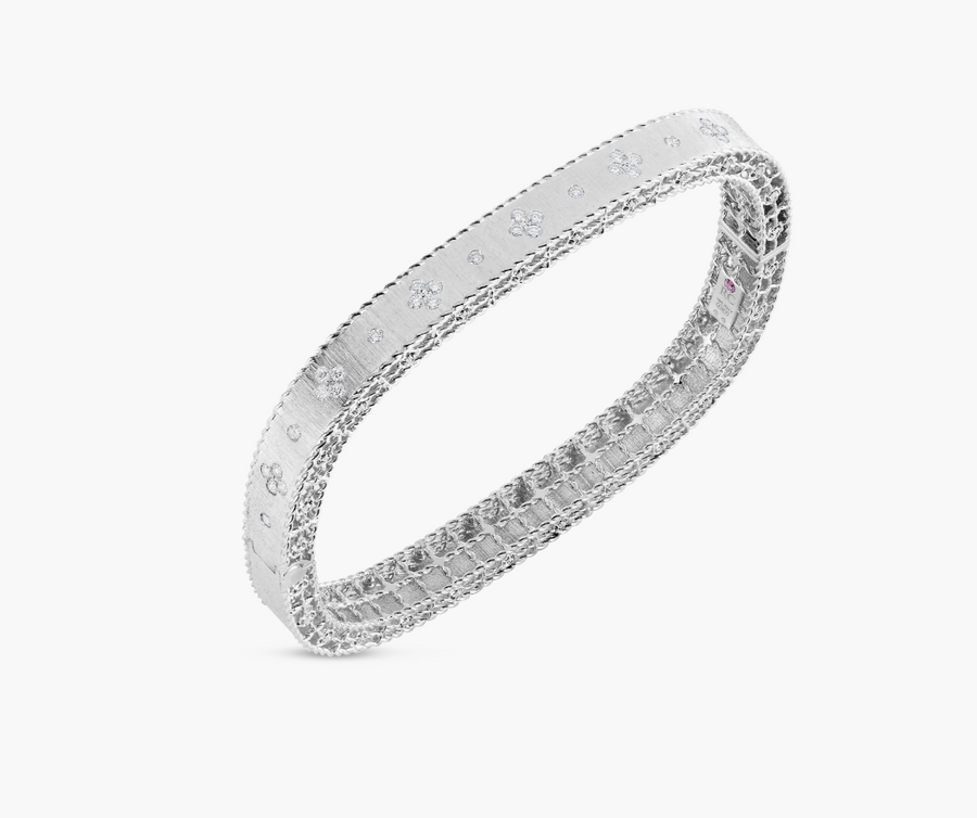 Princess 0.48ct Diamond Satin Bangle Bracelet in 18K White Gold