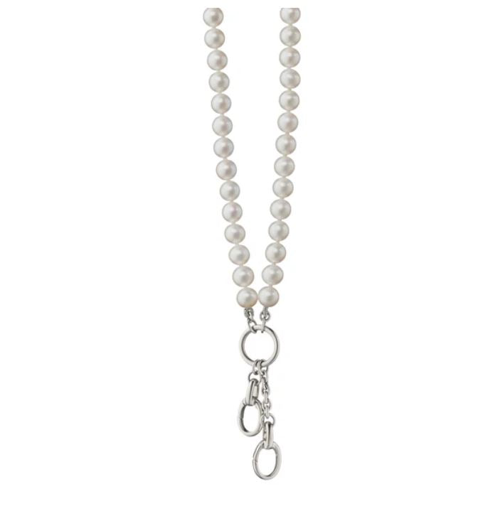 5.5mm Freshwater Pearl Strand with Two Charm Stations in Sterlings Silver, 18in