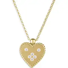 Venetian Princess 0.08Ct Diamond Heart Pendant on Chain in 18K Yellow Gold, 18in