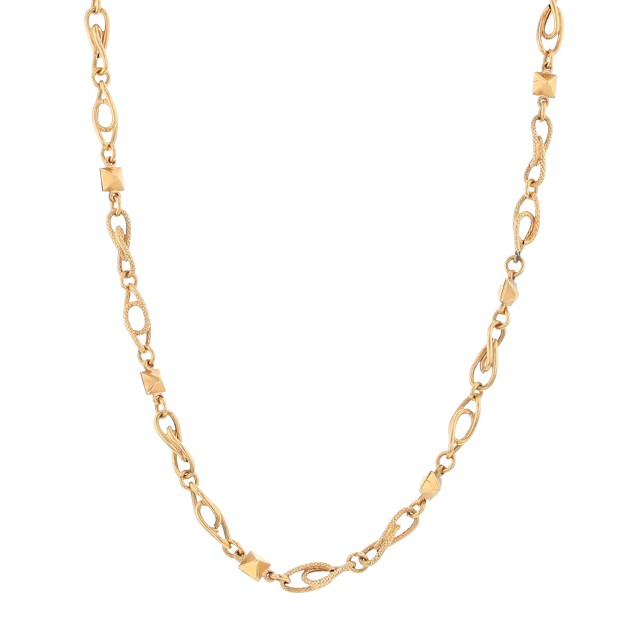 Fancy Link Necklace in 18k Yellow Gold 28"