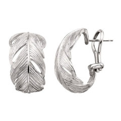 Sterling Silver Wide Feather Earrings