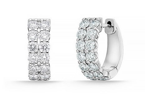 Petite Prong 1.04-1.16Ct Diamond Huggie Earrings in 18K White Gold