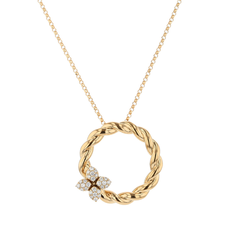 Love in Verona 0.30Ct Diamond Twist Necklace in 18K Yellow Gold